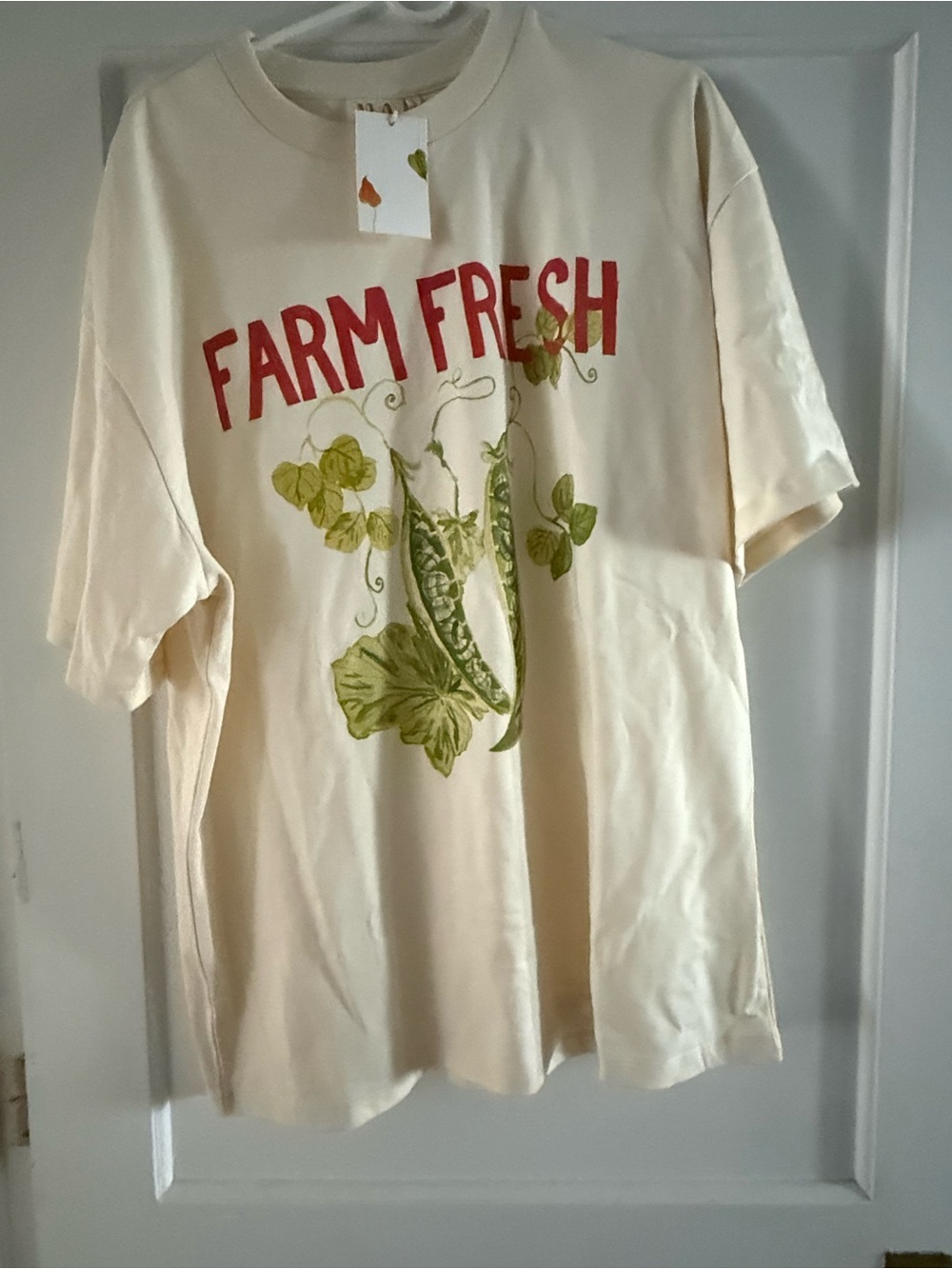 Farm Fresh Graphic Tee - Cream with Green Botanical Print